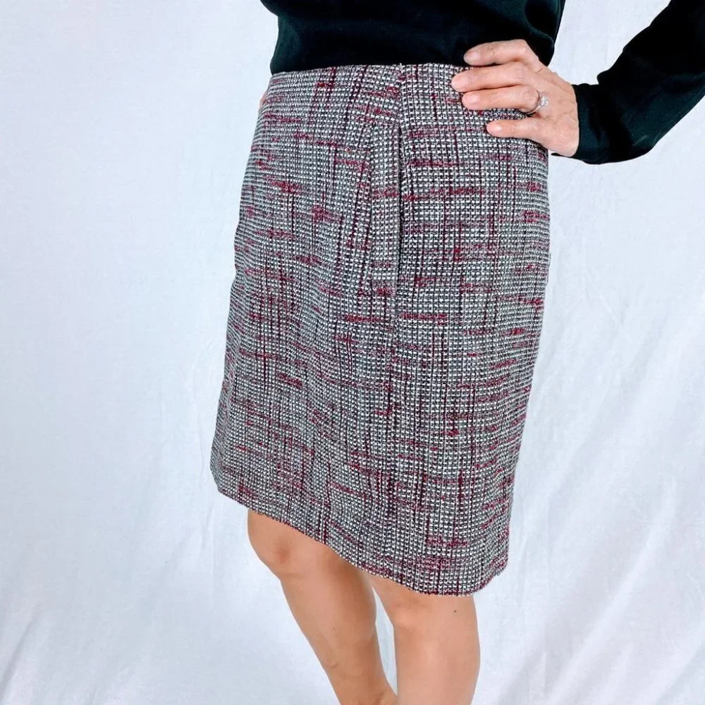 Banana Republic Black Red Tweed Mini Skirt